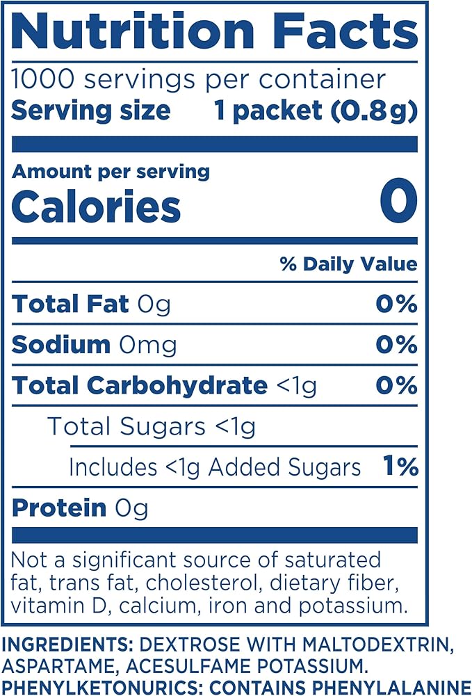 EQUAL 0 Calorie Sweetener, Aspartame and Acesulfame-K Sweetener Packets, Zero Calorie Sugar
