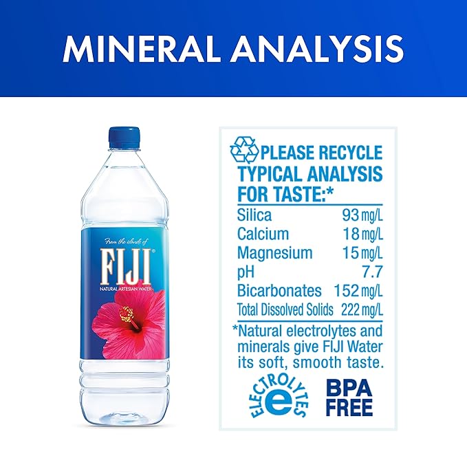 FIJI Natural Artesian Bottled Water 1.5 Liters / 50.7 Fl Ounce (Pack of 12) - 100% Natural