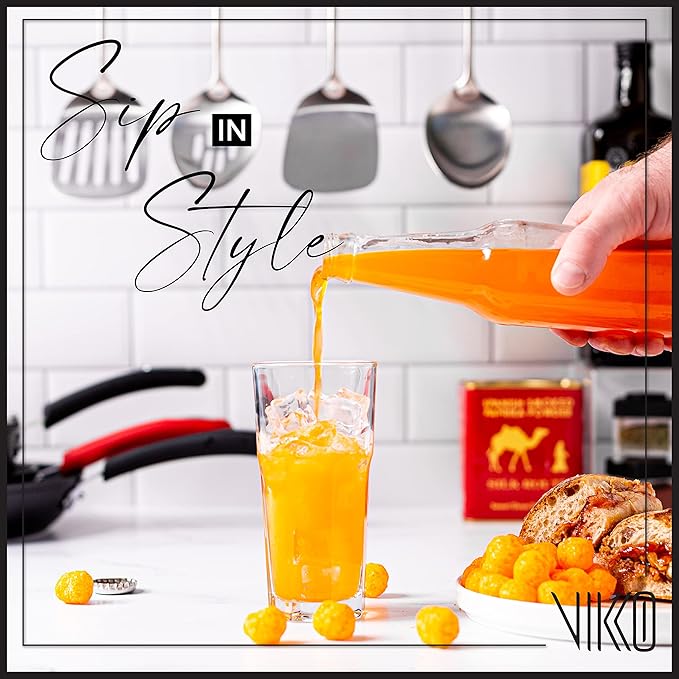 Vikko Drinking Glasses, Set of 6 Juice Glasses 9.5 Oz, Thick and Sturdy Kitchen Glasses, Dishwasher