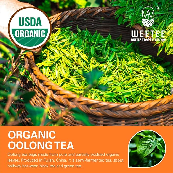WT WEETEE Organic Oolong Tea Bags, Organic Oolong Tea 100 Count, Mild & Refreshing, Natural