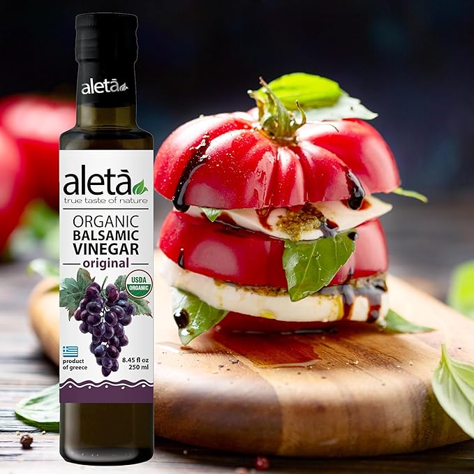 Aleta Farms Balsamic Vinegar, USDA Organic, Aged Flavored Vinegar, Perfect for Salad Dressings