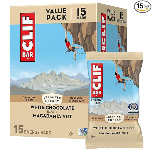 CLIF BAR - White Chocolate Macadamia Nut Flavor - Made with Organic Oats - Energy Bars - Non-GMO