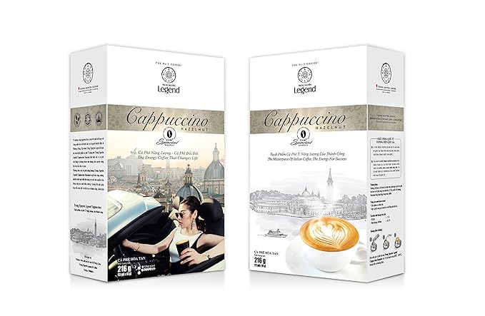 TRUNG NGUYEN LEGEND Cappuccino Hazelnut Instant Coffee Single Served Stick for Energy Boost (8oz
