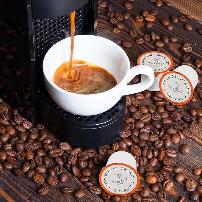 Lifeboost Light Roast Low Acid Coffee Pods - Single Origin Non-GMO Organic Coffee K Cups