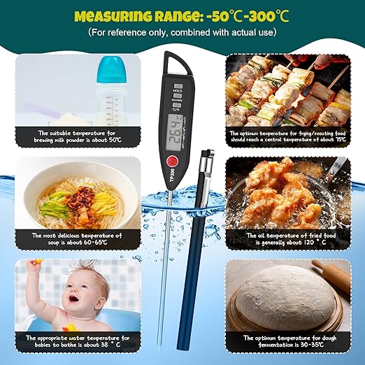 6 Set Waterproof Food Thermometer for Water, Liquid, Candle and Cooking Digital Meat Thermometer