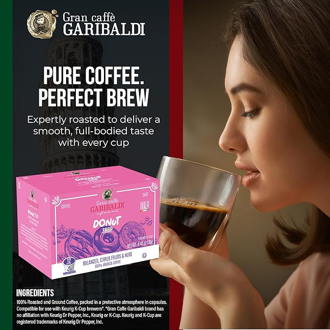 Caffè Garibaldi Donut Shop Coffee Pods, Single-Serve Capsules for Keurig K-Cup Brewers, Single