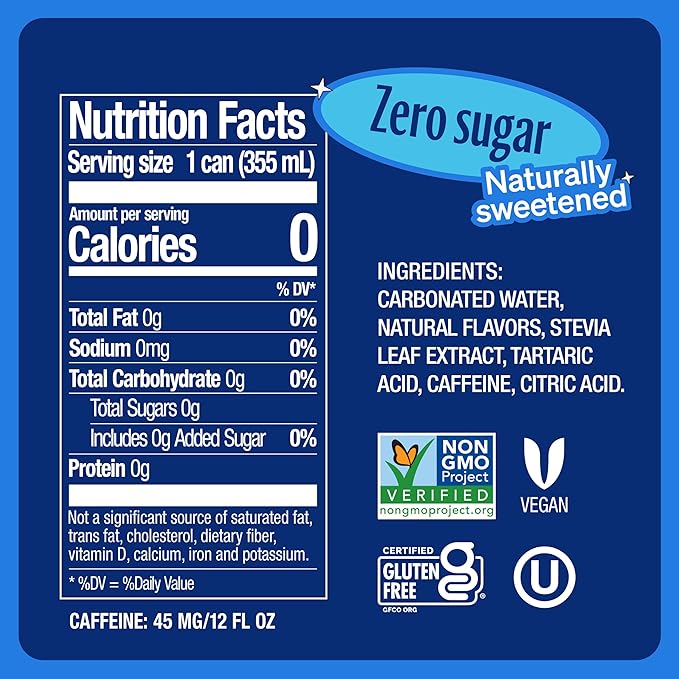 Zevia Zero Sugar Soda, Cola, 12 oz Cans (24-Pack) ??Naturally Sweetened, Zero Calorie Sugar Free