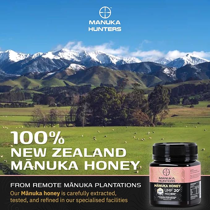Manuka Hunters UMF 20+/MGO 830+ Certified New Zealand Manuka Honey - 100% Pure Natural Sweetener