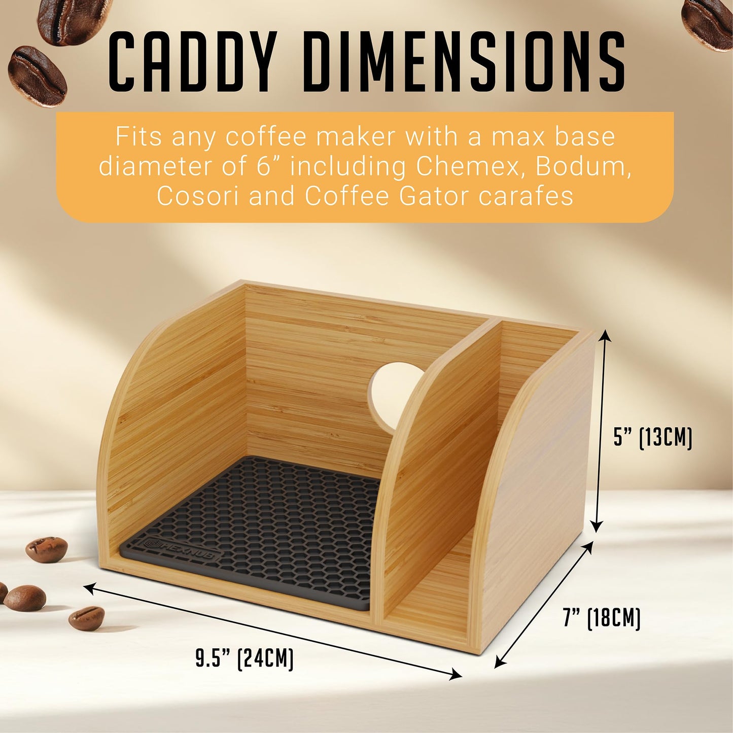 HEXNUB Pour Over Caddy for Chemex Bodum Cosori Coffee Makers Black