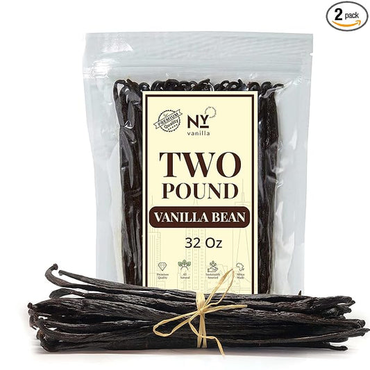 Bulk Vanilla Beans Grade A+, 2 Lb. Whole Vanilla Beans for Making VanillaExtract, Icecream, Baking