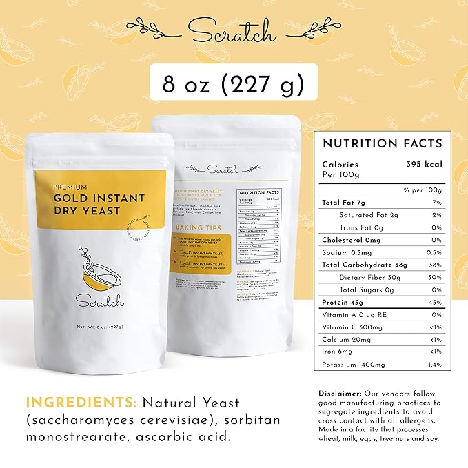 Scratch Gold Yeast - Instant Dry Yeast for a Rapid Rise - Add Straight to Dry Mix - Perfect for
