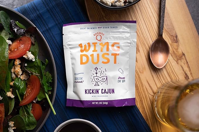Kosmos Q Kickin’ Cajun Wing Dust, Spicy Creole Chicken Wing Seasoning For Chicken, Fish, Popcorn &
