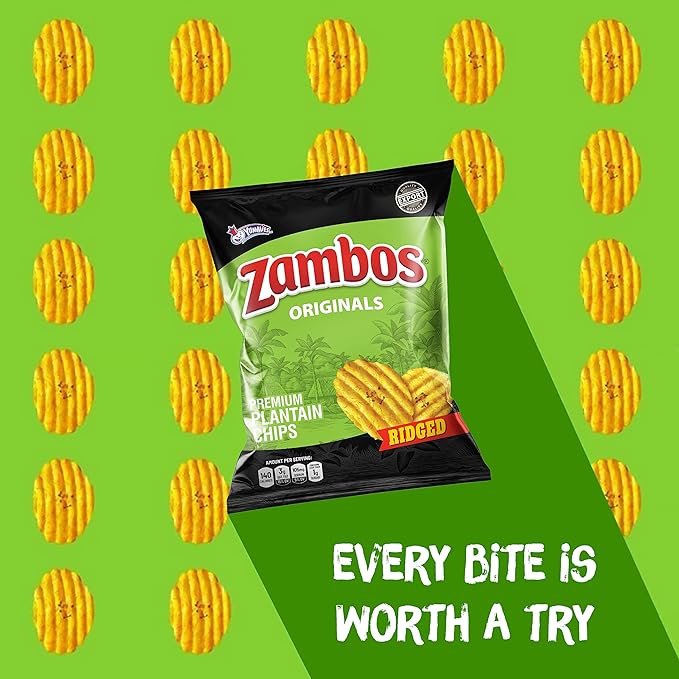 Zambos Plantain Chips Original, Ridged (Pack of 4)