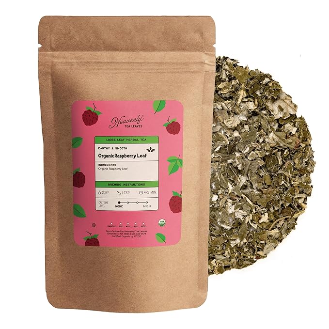 Heavenly Tea Leaves Organic Raspberry Leaf, Loose Leaf Herbal Tea, 4 oz. (Approx. 50 Cups of Tea)