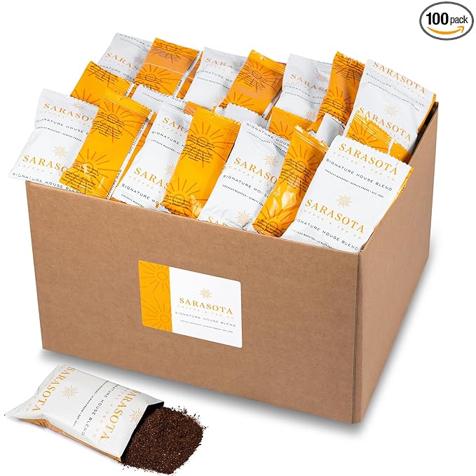 Sarasota Coffee Ground Packets | Gourmet Medium Roast Bulk Coffee Packs | Breakfast Blend | Low