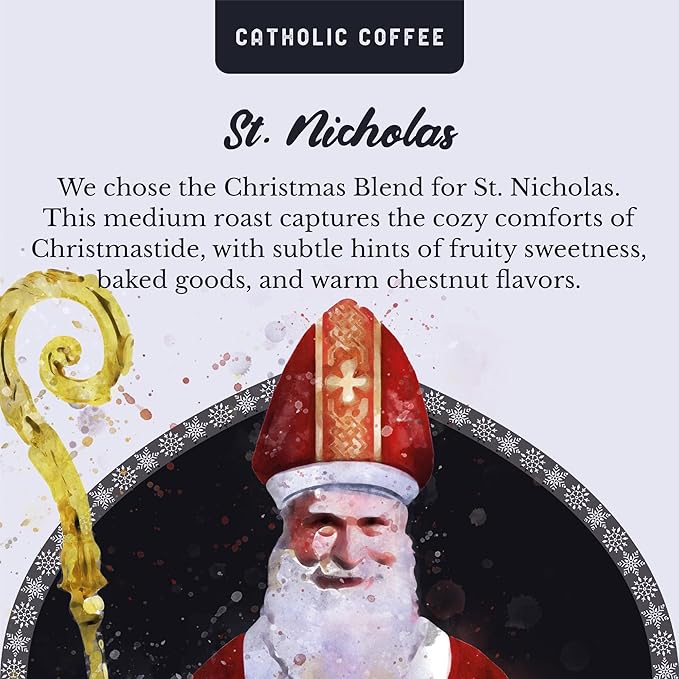 Catholic Coffee St. Nicholas Christmas Blend | Medium Roast Ground Coffee ??Roasted Chestnut & Dark