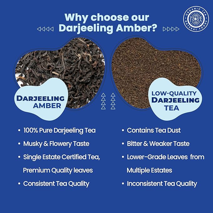 Pride of India | Darjeeling Amber: Afternoon Black Tea | 15 Pyramid Full Leaf Individually Wrapped