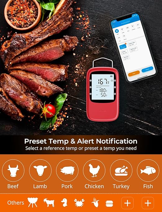 Govee Bluetooth Meat Thermometer, Digital Meat Thermometer for Smoker Oven, Grill Thermometer with