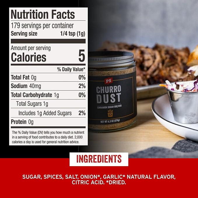 PS Seasoning Churro Dust - Cinnamon Sugar BBQ Seasonings and Rubs for Smoking, Grilling, Baking