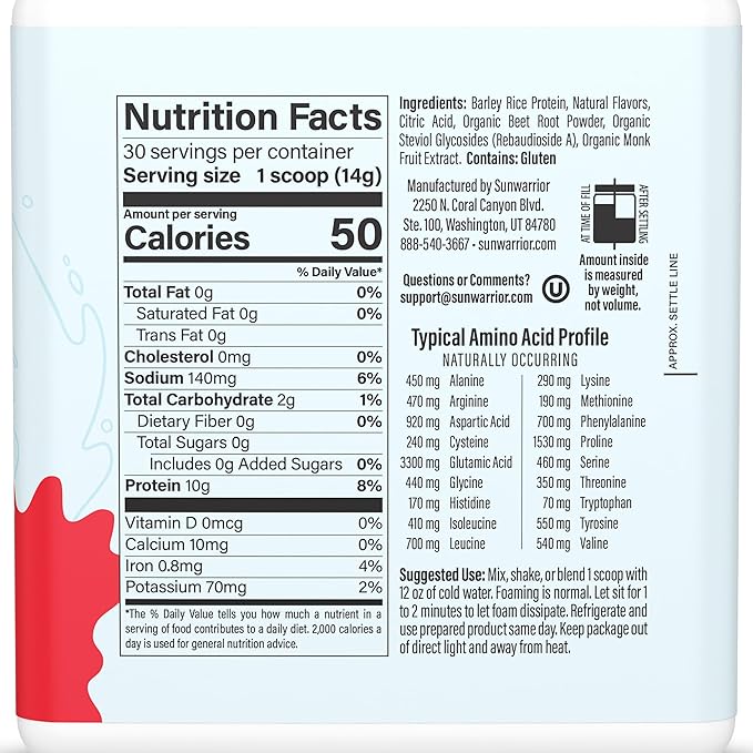 Sunwarrior Clear Protein Powder Plant-Based Water Mix, Vegan and Refreshing Protein and Hydration
