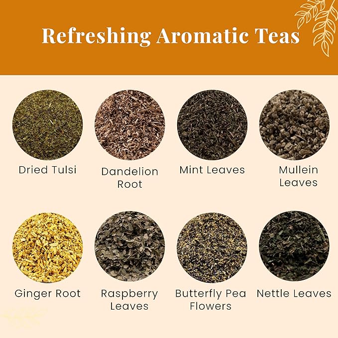 Loose Leaf Tea Set | Upto 450 Servings | Set of 8 teas for Wellness and Flavor Enthusiasts |
