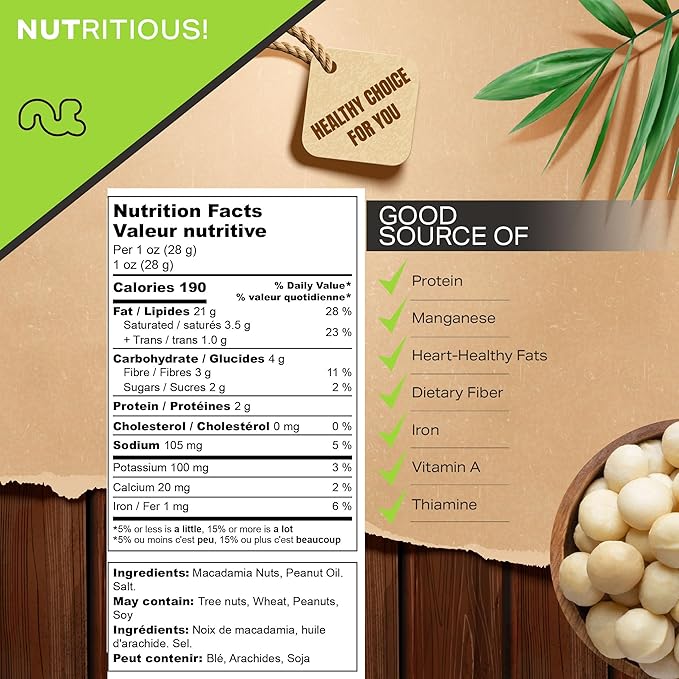 NUT CRAVINGS - Roasted & Salted Macadamia Nuts - No Shell, (32oz - 2 LB) Bulk Nuts Packed Fresh in