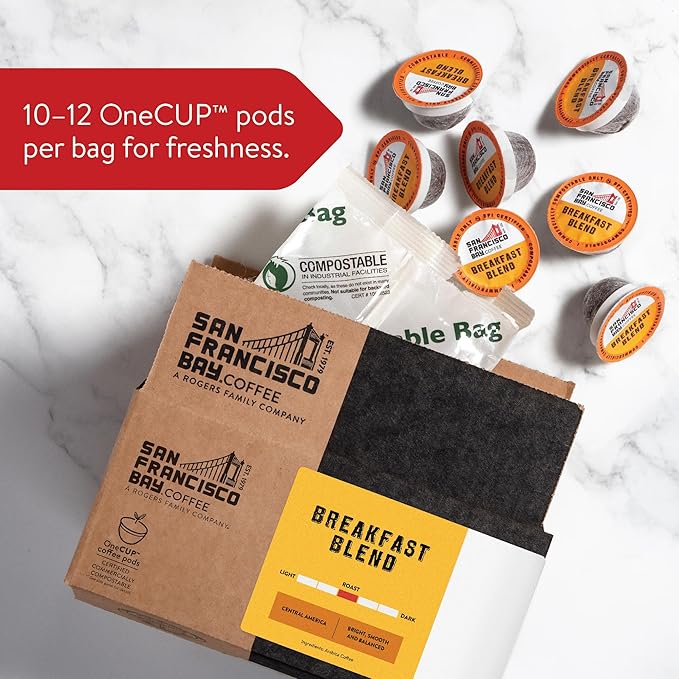 San Francisco Bay Compostable Coffee Pods - Breakfast Blend (120 Ct) K Cup Compatible including