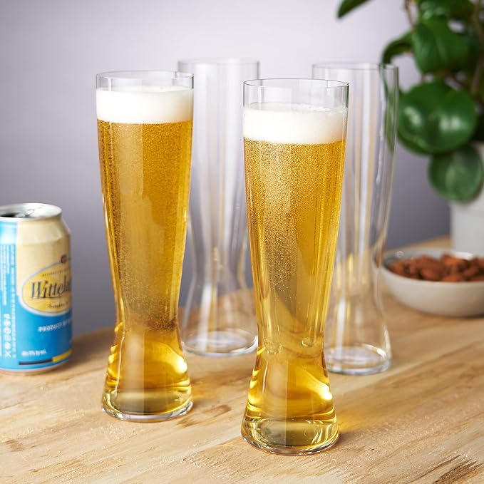 Spiegelau Beer Classics Tall Pilsner Glasses, Set of 4, European-Made Lead-Free Crystal, Modern