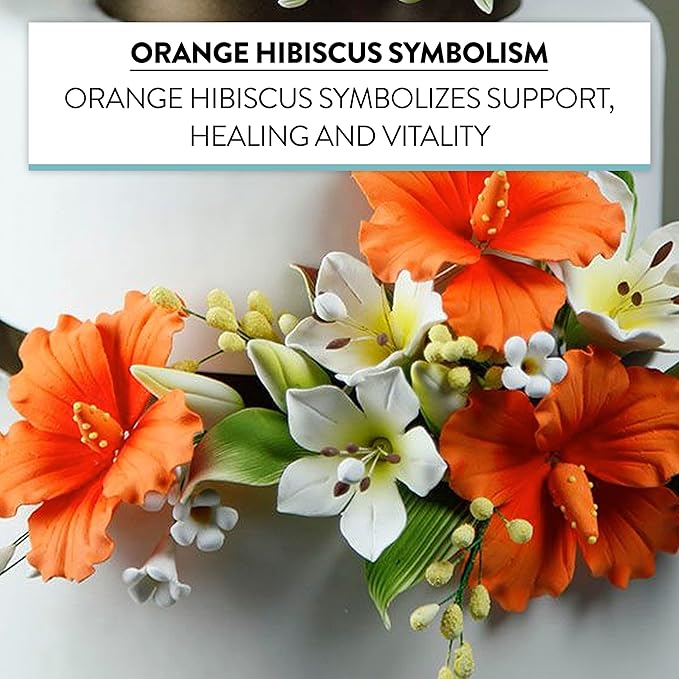 Global Sugar Art Hibiscus Sugar Cake Flowers, Orange with Deep Orange, Hawaiian Cake Flower Large 3