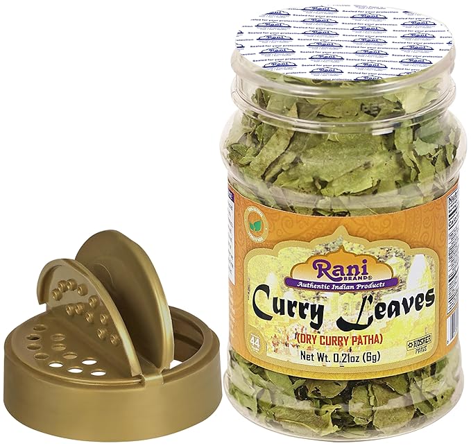 Rani Dried Curry Whole Leaves (Kari Neem Patha) Indian Spice 0.21oz (6g) PET Jar ~ Non-irradiated |