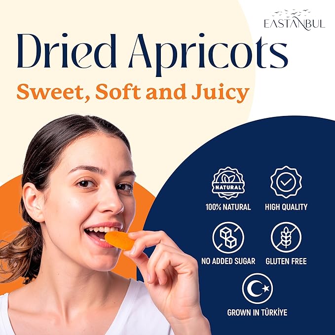 Eastanbul Dried Apricots, 2lb, Apricots Dried Fruits Snacks, No Sugar Added, Premium Turkish Fruit