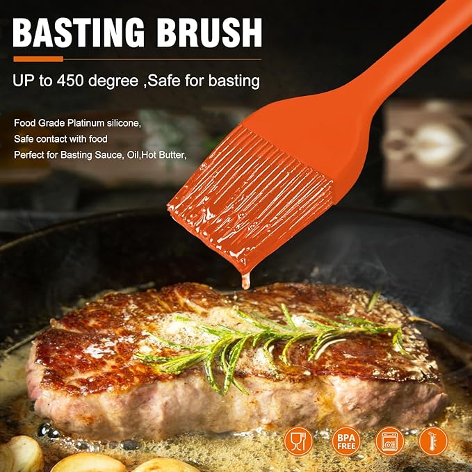 Walfos Silicone Basting Pastry Brush, Heat Resistant Pastry Brush Set, Strong Steel Core and