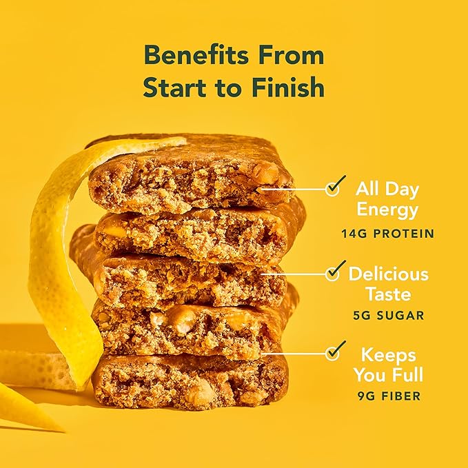 ALOHA Organic Plant Based Protein Bars - Lemon Cashew - 12-Count - Vegan, Low Sugar, Gluten-Free