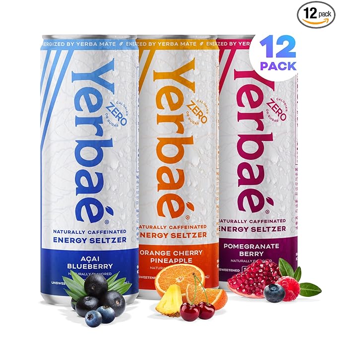 Yerbaé Energy Seltzer - Variety Performance Pack. No Sugar/Calories/Carbs. Energized by Yerba Mate
