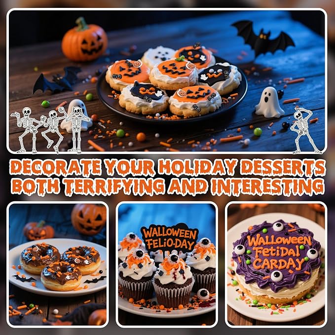 Edible Halloween Pumpkin Sprinkles,Orange Pearls Mix White Ghost,130g/4.58oz,Black Bat