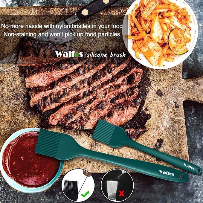 Walfos Silicone Basting Pastry Brush, 2 Size Pastry Brush Set, Perfect for BBQ Grill Kitchen