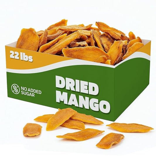 Fruitcraft Dried Mango No Sugar Added 22lbs | Pure, Fresh Mango Chunks Flavor in Bulk | All-Natural