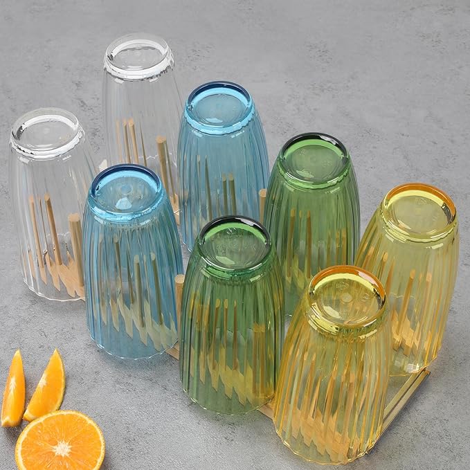 Acrylic Clear Highball Plastic Cups | Plastic Reusable Tumblers 20oz (Set of 8) | Stackable |