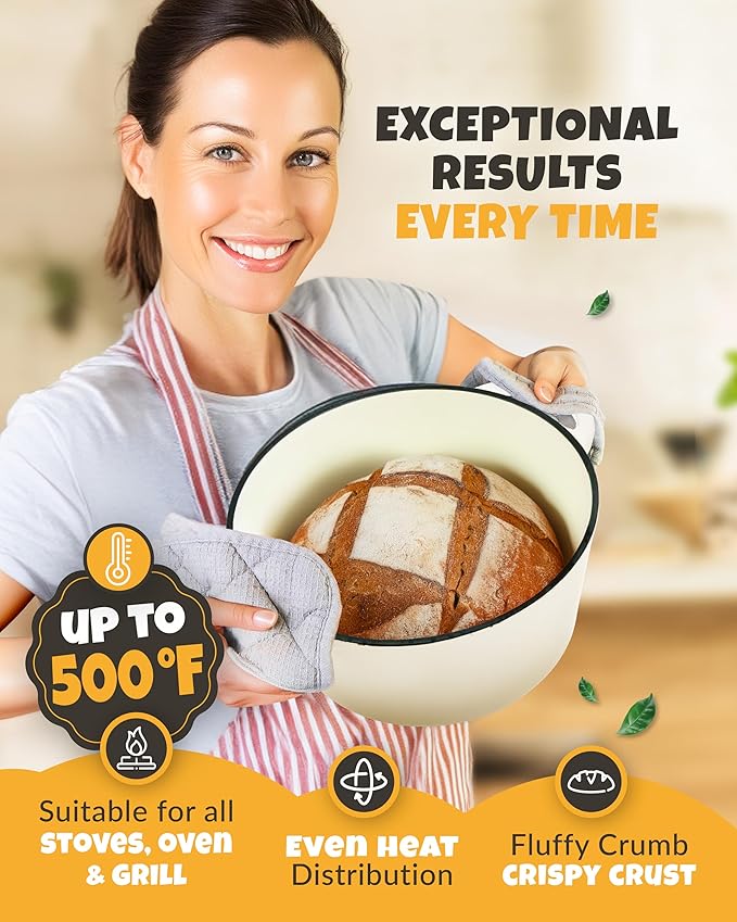 Dutch Oven for Bread Baking - incl. Sourdough Bread-Baking Supplies like Banneton Bread-Proofing