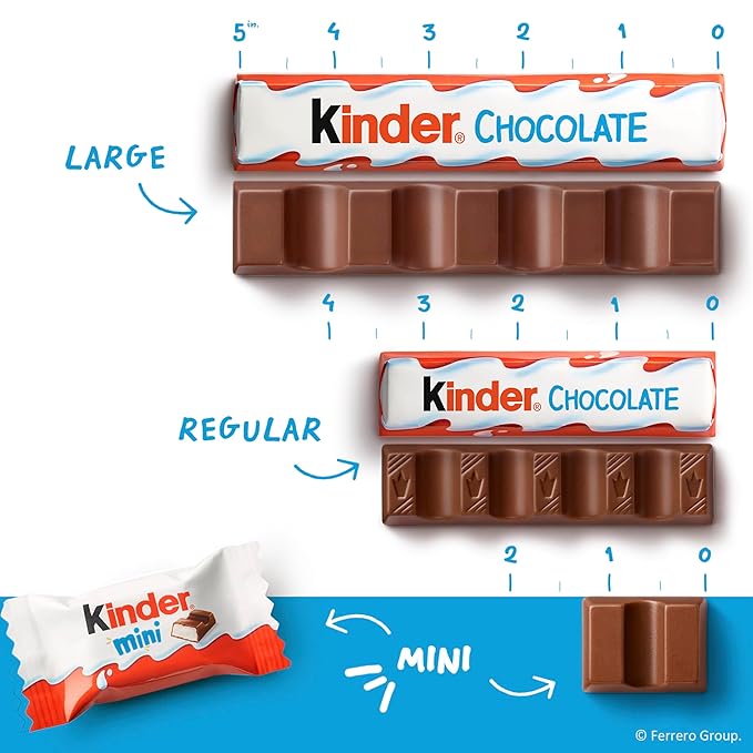 Kinder Chocolate Mini, 29.2 oz Bulk Pack, Up to 138 Minis, Milk Chocolate Bar with Creamy Milky