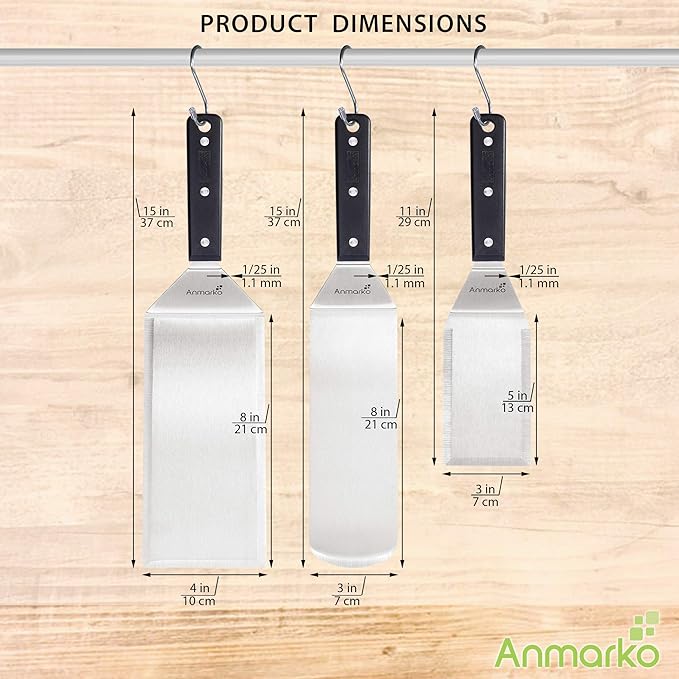 Stainless Steel Spatula Set - Heavy Duty Spatula and Scraper - Great for Cast Iron Griddle BBQ Flat