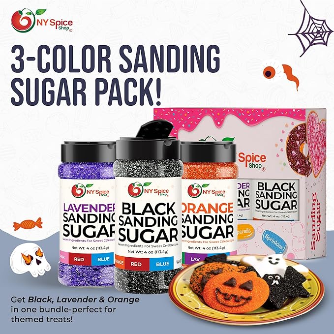 NY Spice Shop Black Sanding Sugar - 4 Ounce Sweet Colorful Edible Sprinkles For Candy Dish - Sugar