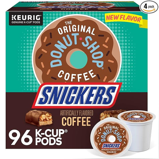 The Original Donut Shop Snickers Coffee, Keurig Single Serve K-Cup Pods, Flavored Coffee, 96 Count