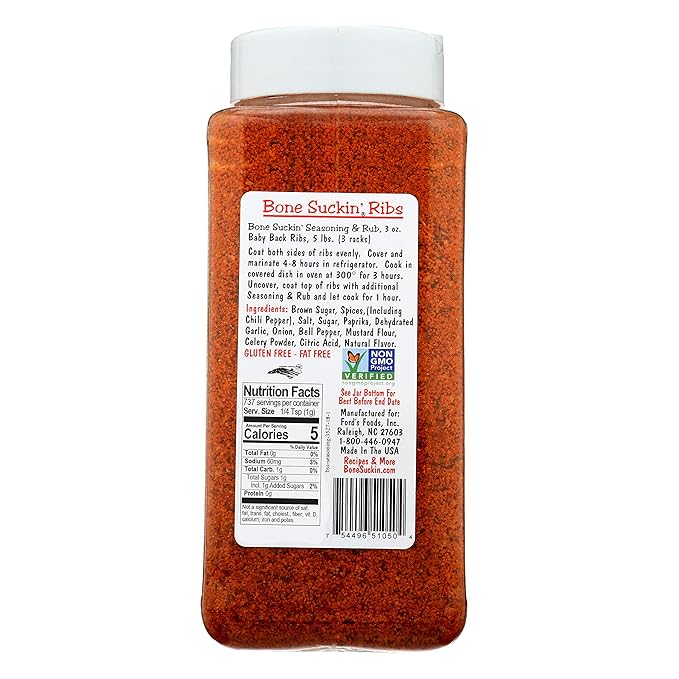 Bone Suckin' Barbecue Seasoning and Grill Rub, Original Blend, Gluten-Free, Non-GMO, Kosher, No Msg