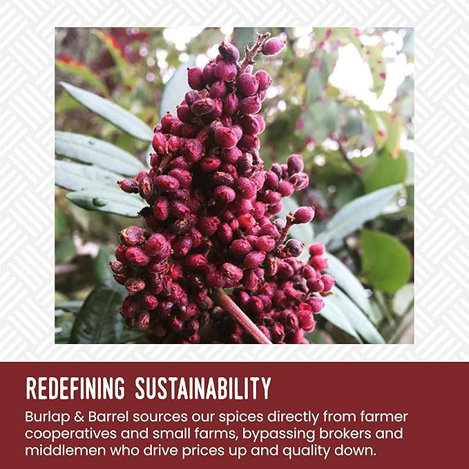 Burlap & Barrel Cured Sumac - Bright, Sour, Salty, Slightly Fermented Spice - Ground Sumac for
