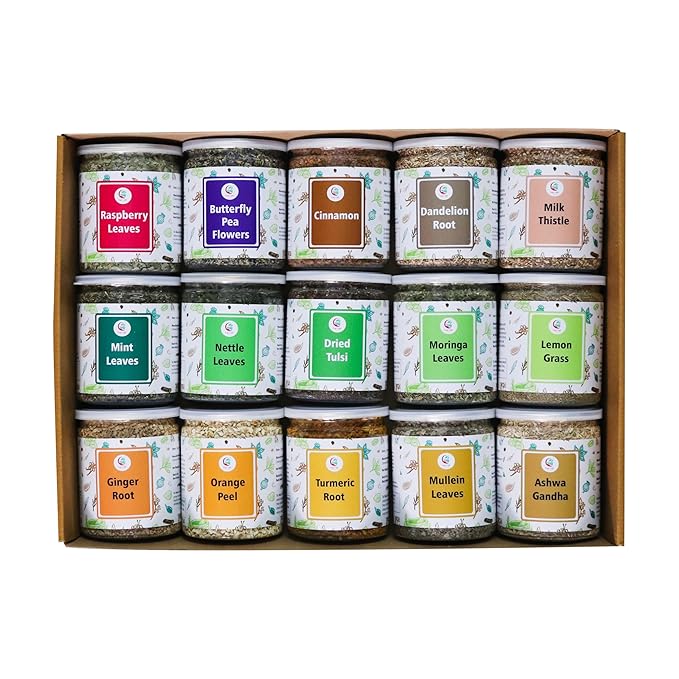 Assorted Loose Leaf Tea | 15 Delightful Herbs | Upto 900 Servings | 100% Raw & Natural | Add Health