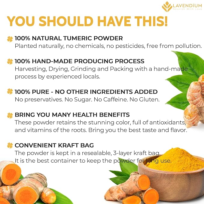 20oz (1.25 lbs) Turmeric Powder, 100% Natural & Pure, Ground, Seasoning Root Powder, No Additives