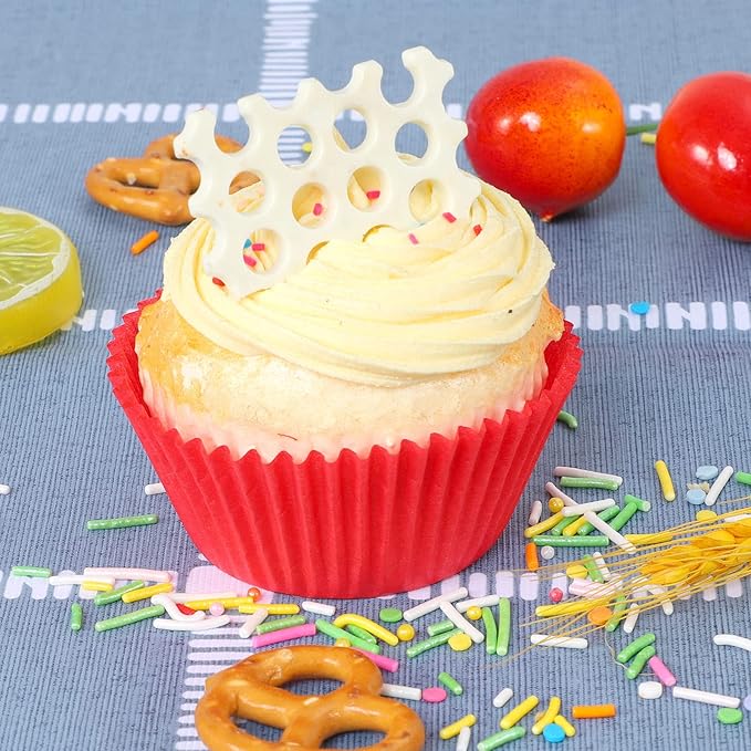 Caperci Standard Red Cupcake Muffin Liners 500-Count, No Smell, Food Grade & Grease-Proof Paper
