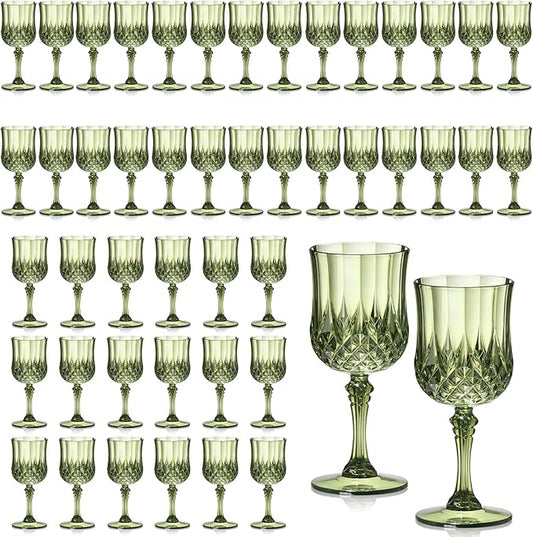XUWAIDSGN 48 Pcs 7oz Plastic Vintage Wine Glasses Drinking Glasses Unbreakable Wedding Glassware