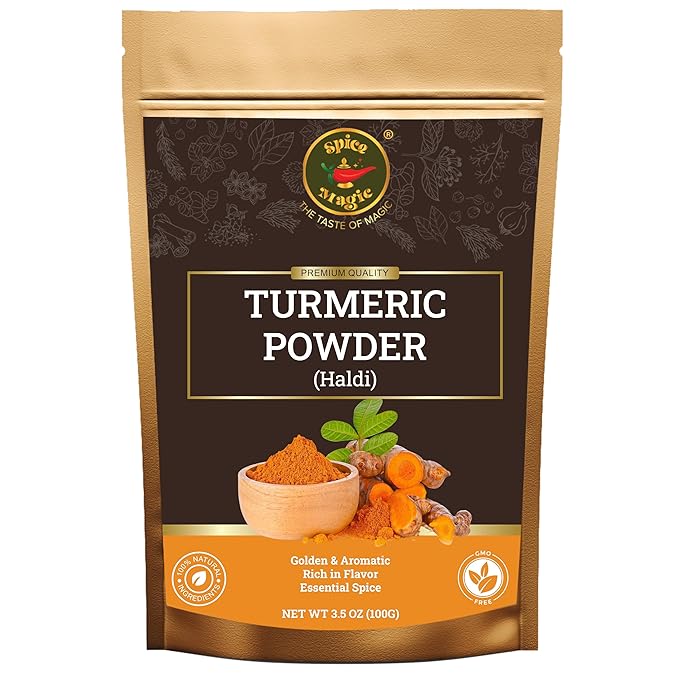 Spice Magic Turmeric Powder ??3.5 oz (100 g) | Pure, Natural Ground Haldi for Cooking, Golden Milk